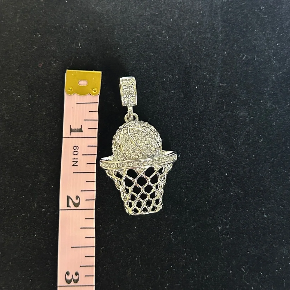 Silver Basketball Hoop Pendant